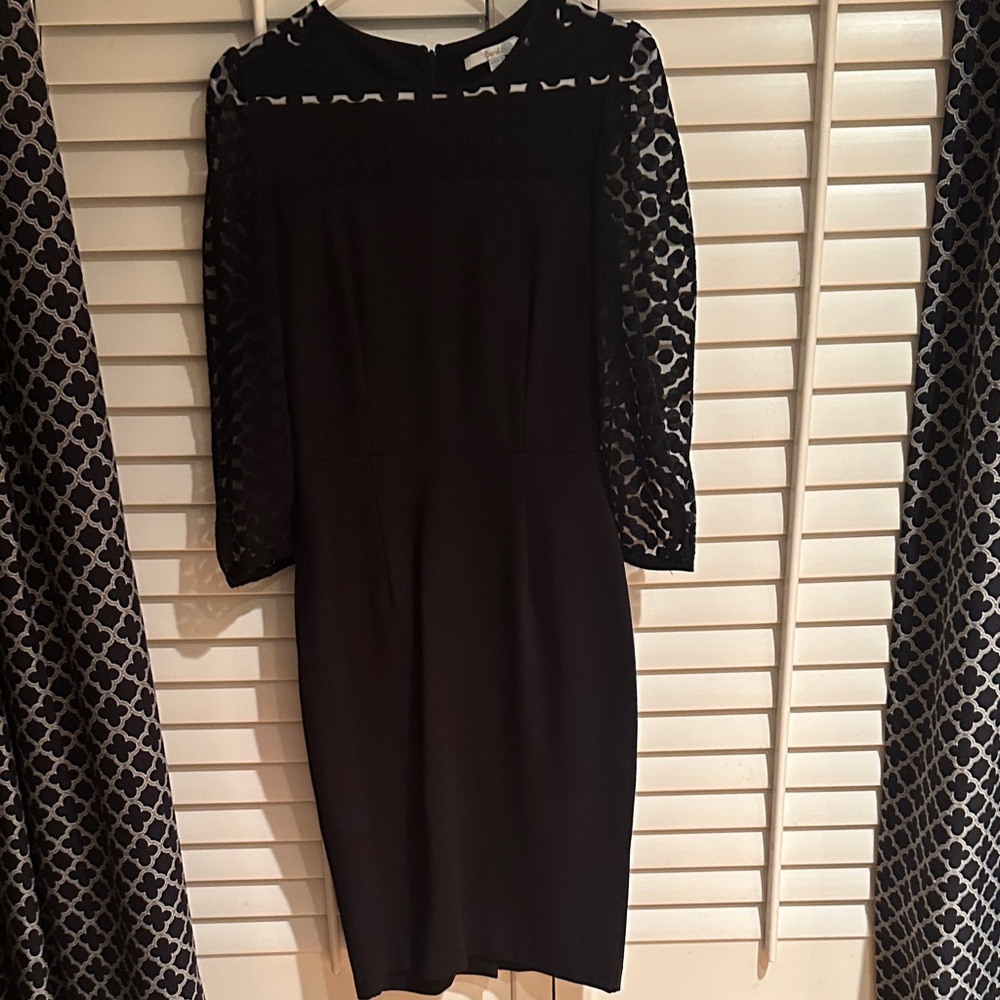 Boden Black Dress with Lace Sleeves